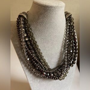 ☀️ Heidi Daus Smoky Quartz Black Crystal 7 Strand Necklace Swarovski